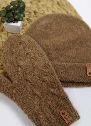 Шапка рукавиці альпака зима ручна робота