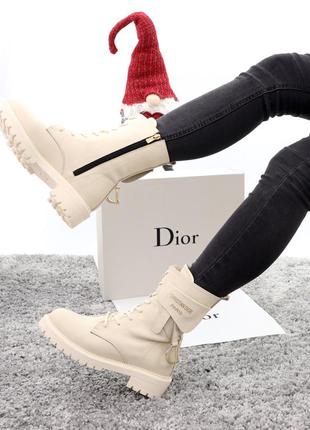 Зимние женские ботинки на меху premium boots, бежевые (черевики жіночі зимові на хутрі)