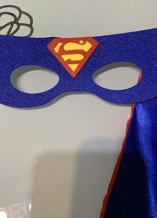Костюм маскарадний супермен плащ та маска супергероя + подарунок5 фото