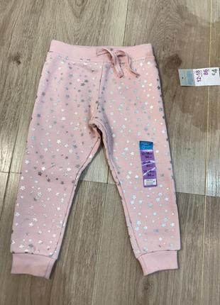 Тёплые штанишки для девочки 86 см. розовые штаны на флисе