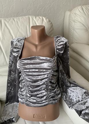 Нарядный велюровый топ h&m l 6
