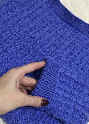 Голубой васильковый вязаный свитер5 фото