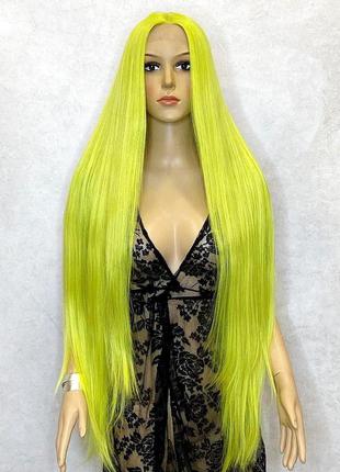 Парик на сетке lace front wig желтый длинный прямой / перука на сітці жовта довга пряма