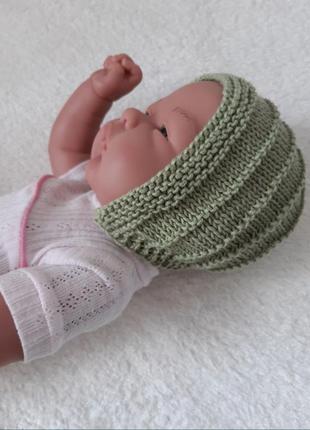 Вязаная шапка чепчик на новорождённого 0-3мес.2 фото