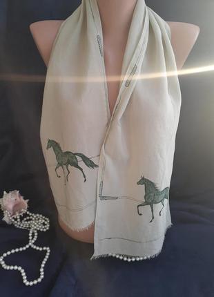 Polo silk шарф палантин с принтом лошади игра поло нежный оливковый винтаж 100% натуральный шелк конь лошадь2 фото