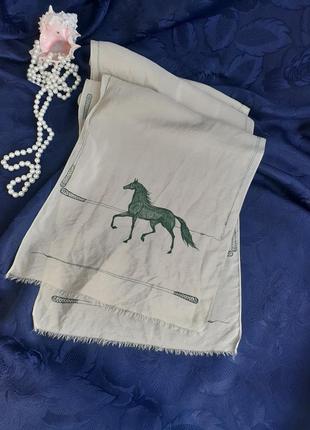 Polo silk шарф палантин з принтом коні гра поло ніжний оливковий вінтаж 100% натуральний шовк кінь кінь7 фото
