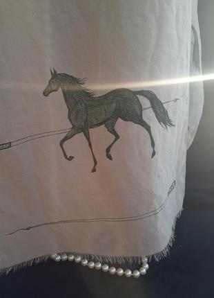 Polo silk шарф палантин з принтом коні гра поло ніжний оливковий вінтаж 100% натуральний шовк кінь кінь6 фото