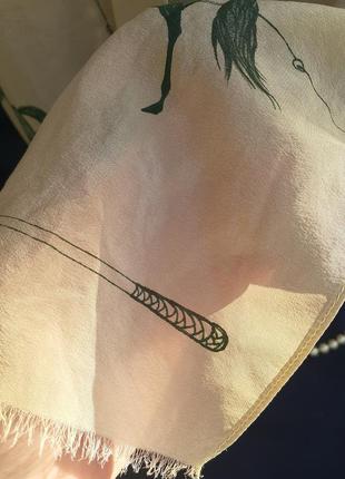 Polo silk шарф палантин с принтом лошади игра поло нежный оливковый винтаж 100% натуральный шелк конь лошадь5 фото