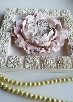 Декоративна картина "піоновидна троянда" панно з квіткою6 фото