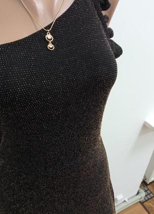Вечернее платье на одно плечо с люрексом от h&m. жіноча вечірня сукня на оде плече. сарафан2 фото