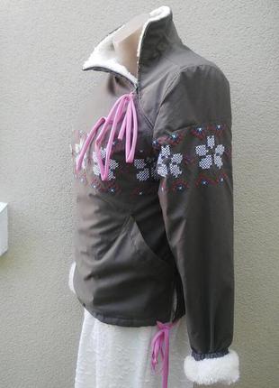 Куртка на меху,спортивная,анорак,кофта на меху с вышивкой,толстовка,свитшот3 фото