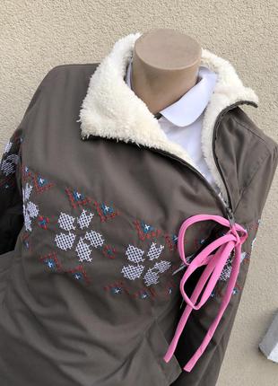 Куртка на меху,спортивная,анорак,кофта на меху с вышивкой,толстовка,свитшот6 фото
