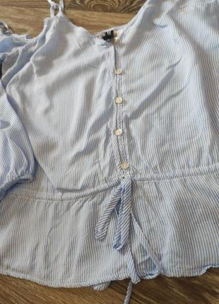 Рубашка -топ в полоску с завязками на плечах5 фото