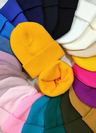 Теплая зимняя шапка и хомут снуд шарф шерсть рубчик бини лопата, малиновая,белая,пудра, жёлтая,теплый комплект,зимова шапка флис