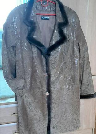 Кожаная куртка френч длинная р. 50-526 фото