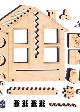 Заготовка для бизиборда многофункциональный деревянный домик 6в1 с окошками будиночок для бізіборда6 фото