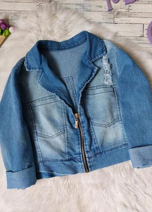 Джинсовый пиджак короткий голубой2 фото