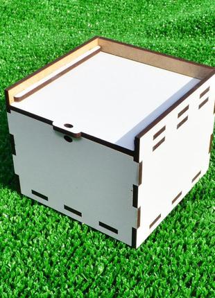 Біла коробка (в розібраному вигляді) лдвп 8х8х7 см подарункова маленька коробочка для подарунка білого кольору2 фото