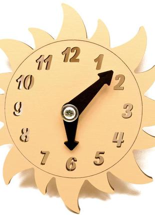 Заготівля для бизиборда годинник сонечко променисте сонце зі стрілками дерев'яна яні годинники для бізіборда2 фото