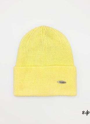 Теплая зимняя шапка на флисе, желтая,красная,зеленая, бини,лопата,шерсть3 фото