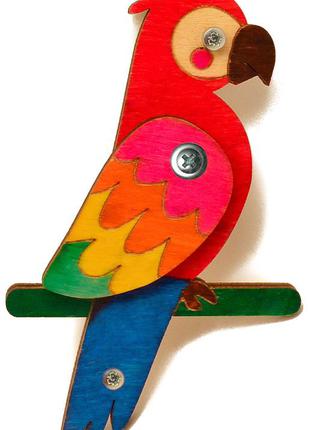 Заготовка для бизиборда попугайчик комплект (не цветной) крутит крыльем попуга для бізіборда5 фото