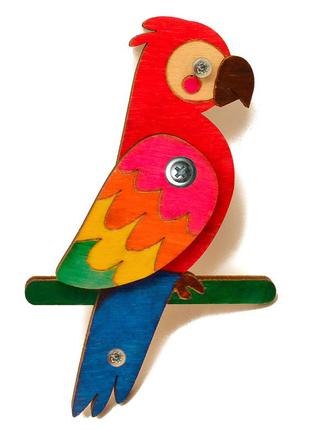 Заготовка для бизиборда попугайчик комплект (не цветной) крутит крыльем попуга для бізіборда4 фото