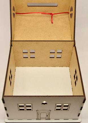 Дерев'яний новорічний білий будиночок для цукерок коробка скарбничка на новий рік будиночок для цукерок на новий рік5 фото