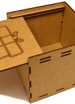 Коробка мдф 10х10х10 см (в розібраному вигляді) подарункова маленька коробочка для подарунка коричневого кольору3 фото
