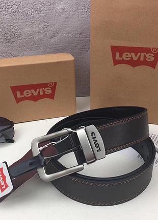 Чоловічий двосторонній шкіряний ремінь levi's (5011)
