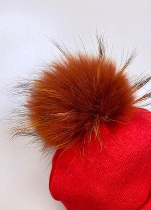 Зимняя шапка со съемным помпоном - 46 р.4 фото
