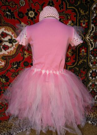 Классный эксклюзивный комплект анжелина балерина нарядный праздник футболка принт юбка пачка повязка3 фото