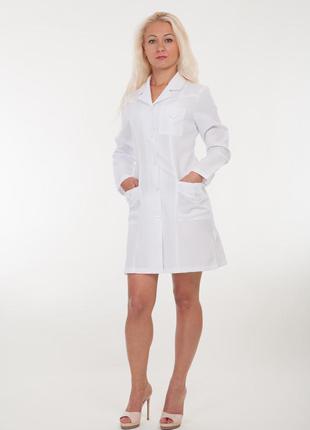 Базовый белый медицинский женский халат рамер: 40-501 фото