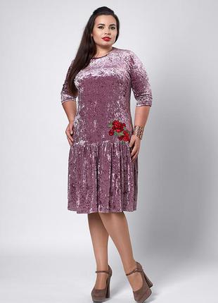Платье мод №528-4, размеры 52,54,56 темнорозовое