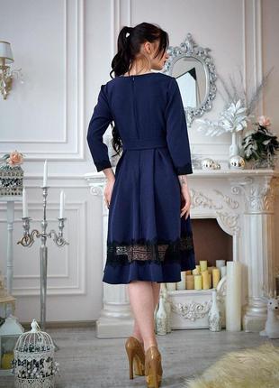 Скромное темно-синее женское платье миди с рукавчиком размер 46,48,50,522 фото