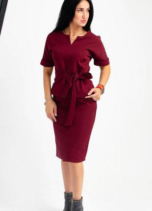 Элегантный женский костюм классика бордовый размер 44,46,48,50