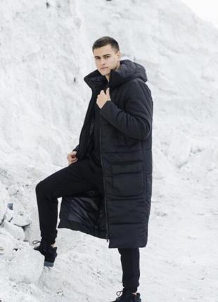 Крутая куртка зимняя мужская “tank” (черная)