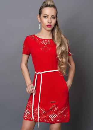 Сукня жіноча модель №250-2, розмір 44 червоне з білим