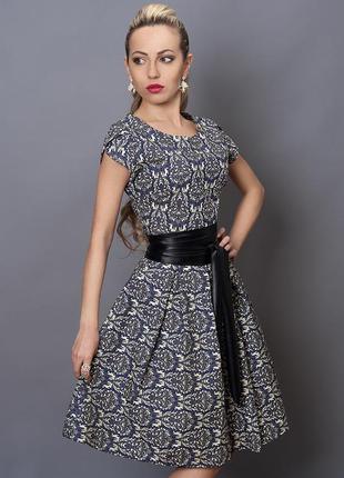 Платье  мод 249-2 размер 44,46,48 серый орнамент