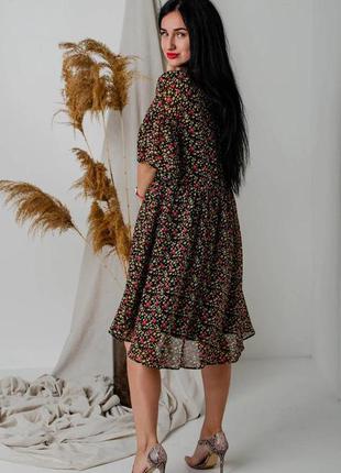 Красиве літнє плаття з подовженою спинкою з шифону 44-46,48-503 фото