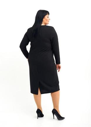 Ошатне плаття чорне велике з імітацією запаху, довжина нижче колін  602 фото
