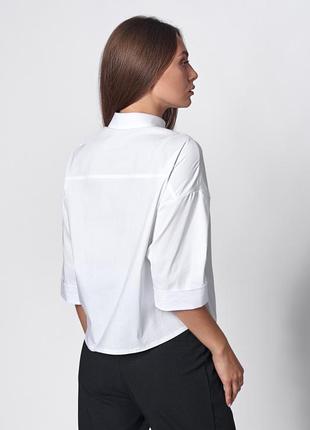 Белая женская рубашка прямого кроя укороченной длины 42-44, 46-485 фото