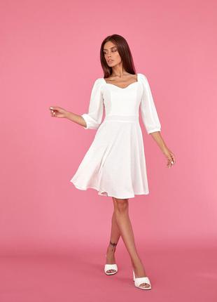 Белое нарядное молодежное платье-мини с рукавчиком 42, 44, 46, 48