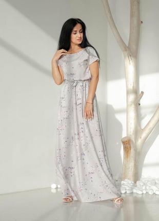 Светлое длинное красивое платье с резинкой по талии 44-46, 48-50, 52-54