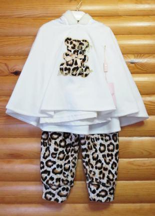 Велюровый комплект для девочки с леопардовым принтом (рост 98, 104, 110) турция1 фото