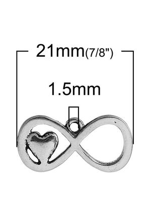 Подвеска в форме 8, цинковый сплав, серебристый (для ss4 остроконечного страза), сердце с узором, 21мм x 11мм2 фото