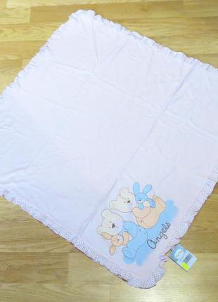 Детский плед интерлок 90*90 см с мишками