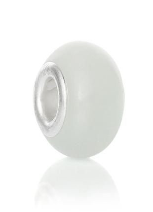 Намистина, котяче око скло 14x8mm, білий, сріблястий, осередками для намистин ，придатні для пандора，