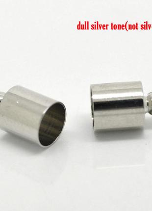 Держатели для узла, 11mm x 7mm, для ожерелья, годные для 6mm шнура, серебряный тон