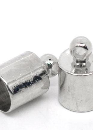 Кінцевик для намиста, 10 мм x 6 мм, сріблястий тон