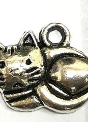Подвеска finding кулон кошка кот античное серебро 16 мм x 13 мм